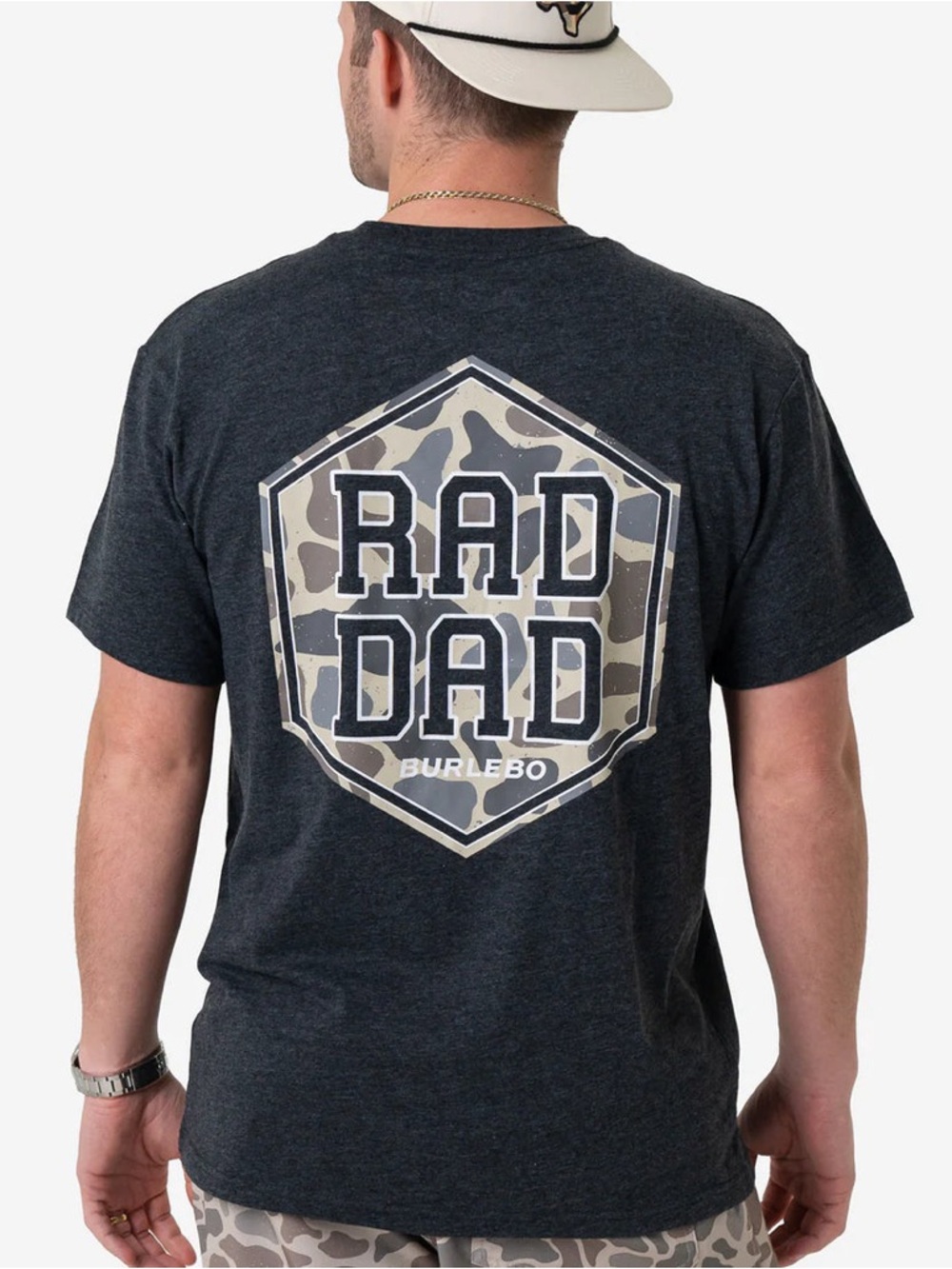 BURLEBO Rad Dad Short Sleeve Tee - Charcoal with Camo Graphic